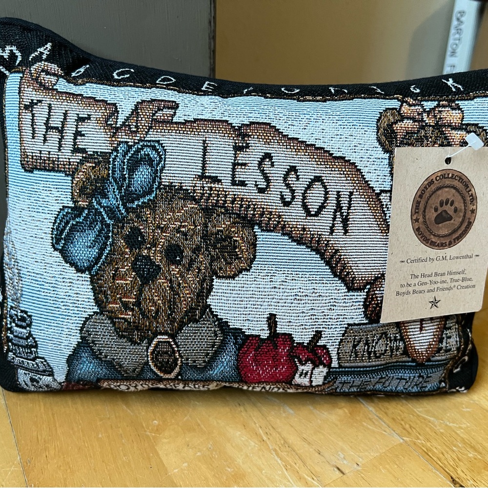 Boyd’s Bear world pillow The Lessons 1996 needlepoint